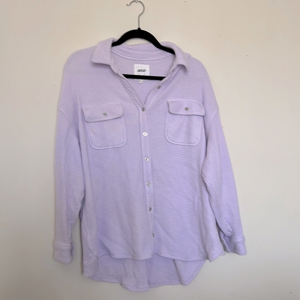 COPY - Lavender Waffle Lumberjane Button Up - Aerie